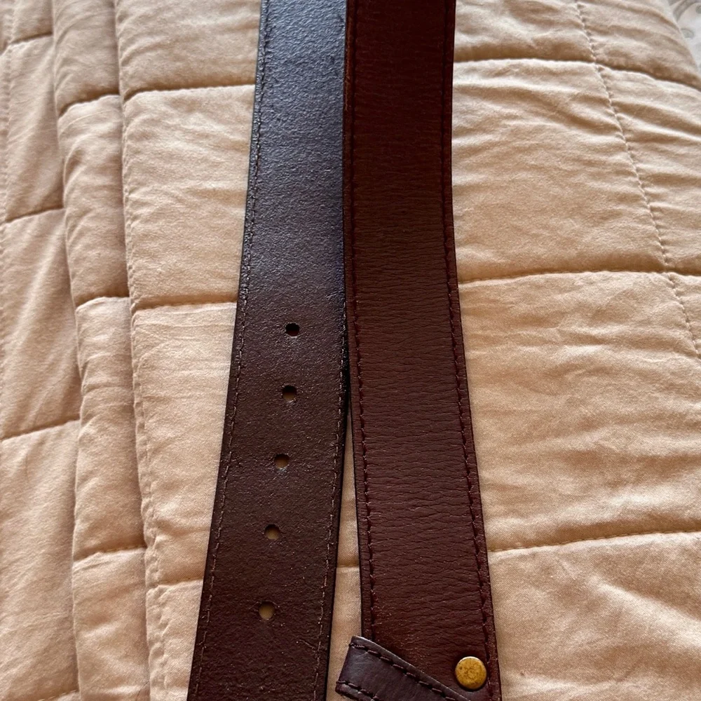 Brown Leather Belt with Gold Buckle